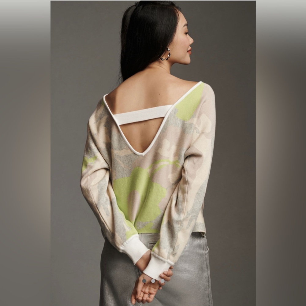 Daily Practice by Anthropologie Hazy Daze
Pullover Sweater in Green Motif NEW - Picture 3 of 4
